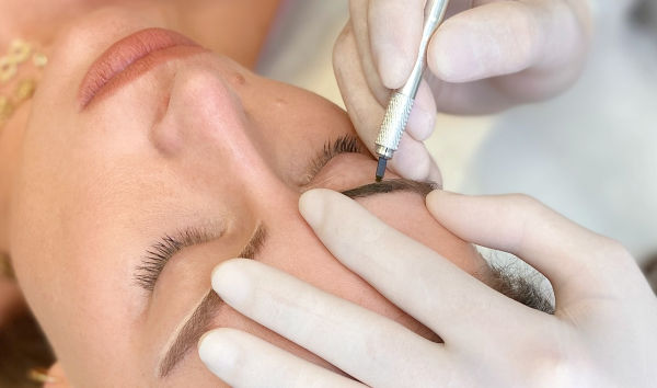 mulher fazendo pintura de sobrancelha